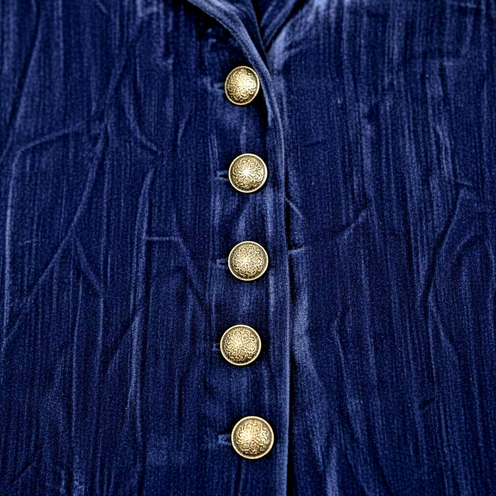 J Jill Navy Velvet 5 Button Up Blazer Large Midnight Blue Velour Tailored Jacket - Picture 5 of 11